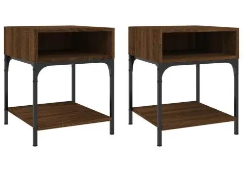 Noptiere, 2 buc., stejar maro, 40x41x50 cm, lemn compozit - 2/5