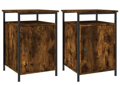 Noptiere, 2 buc., stejar fumuriu, 40x42x60 cm, lemn prelucrat - 2/5