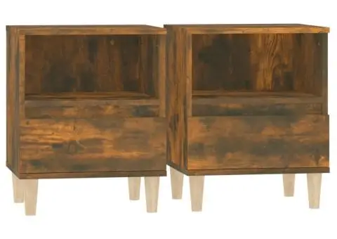 Noptiere, 2 buc., stejar fumuriu, 40x35x50 cm - 2/5