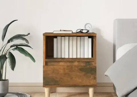 Noptiere, 2 buc., stejar fumuriu, 40x35x50 cm - 3/5