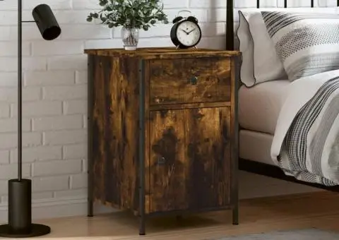 Noptieră, stejar fumuriu, 40x42x60 cm, lemn prelucrat - 1/5