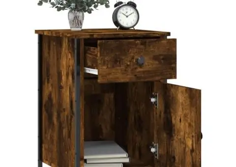 Noptieră, stejar fumuriu, 40x42x60 cm, lemn prelucrat - 4/5