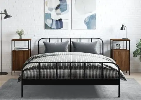 Noptiere, 2 buc., stejar maro, 41x31x80 cm, lemn prelucrat - 1/5