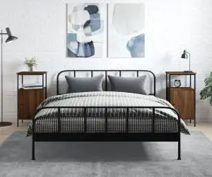 vidaXL Noptiere, 2 buc., stejar maro, 41x31x80 cm, lemn prelucrat