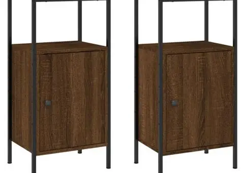 Noptiere, 2 buc., stejar maro, 41x31x80 cm, lemn prelucrat - 2/5