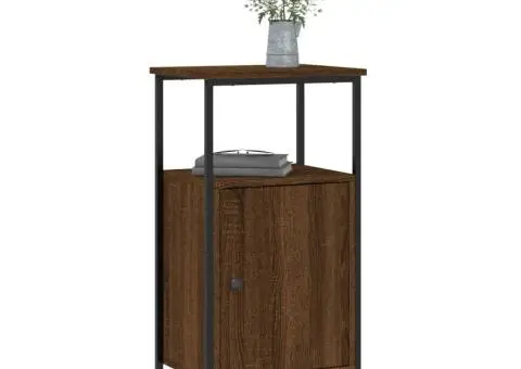 Noptiere, 2 buc., stejar maro, 41x31x80 cm, lemn prelucrat - 3/5