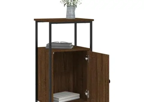 Noptiere, 2 buc., stejar maro, 41x31x80 cm, lemn prelucrat - 4/5