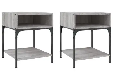 Noptiere, 2 buc., gri sonoma, 40x41x50 cm, lemn compozit - 2/5