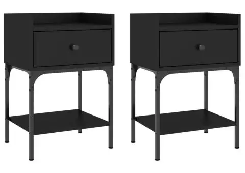 Noptiere, 2 buc., negru, 40,5x31x60 cm, lemn compozit - 2/5