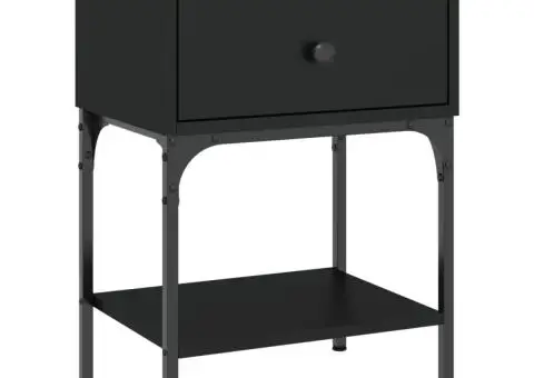 Noptiere, 2 buc., negru, 40,5x31x60 cm, lemn compozit - 3/5