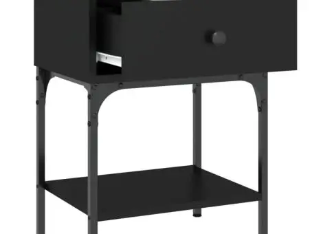 Noptiere, 2 buc., negru, 40,5x31x60 cm, lemn compozit - 4/5