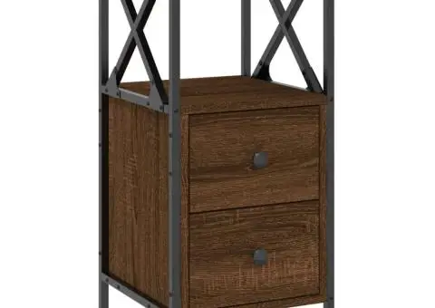 Noptieră, stejar maro, 34x35,5x70 cm, lemn compozit - 2/5