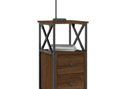 Noptieră, stejar maro, 34x35,5x70 cm, lemn compozit - 3/5