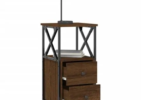 Noptieră, stejar maro, 34x35,5x70 cm, lemn compozit - 4/5