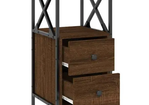 Noptieră, stejar maro, 34x35,5x70 cm, lemn compozit - 5/5