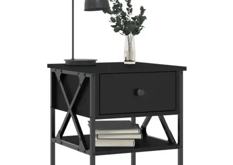 Noptieră, negru, 40x42x45 cm, lemn compozit - 3/5