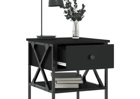 Noptieră, negru, 40x42x45 cm, lemn compozit - 4/5