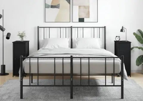 Noptiere, 2 buc., negru, 32x42x80 cm, lemn compozit - 1/5