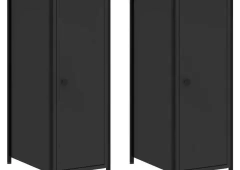 Noptiere, 2 buc., negru, 32x42x80 cm, lemn compozit - 2/5