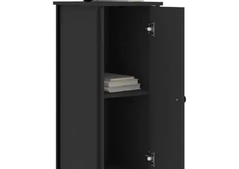 Noptiere, 2 buc., negru, 32x42x80 cm, lemn compozit - 4/5