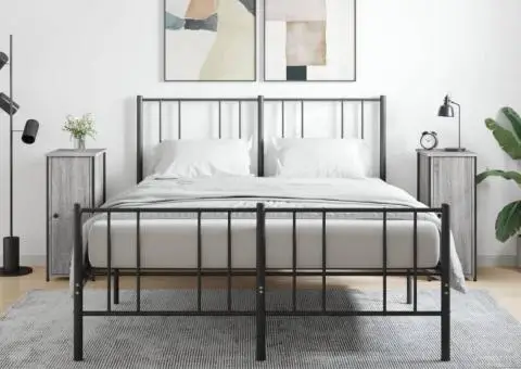 Noptiere, 2 buc., gri sonoma, 32x42x80 cm, lemn compozit - 1/5