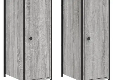 Noptiere, 2 buc., gri sonoma, 32x42x80 cm, lemn compozit - 2/5