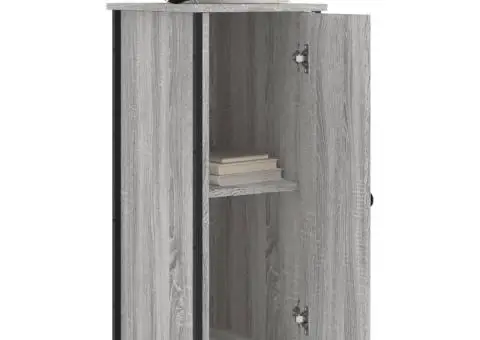 Noptiere, 2 buc., gri sonoma, 32x42x80 cm, lemn compozit - 4/5