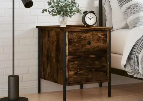 Noptieră, stejar fumuriu, 40x42x50 cm, lemn compozit - 1/5