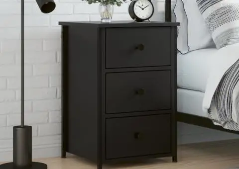 Noptieră, negru, 40x36x60 cm, lemn compozit - 1/5