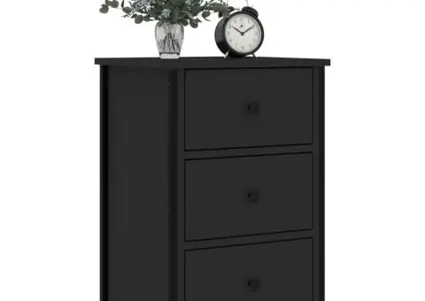 Noptieră, negru, 40x36x60 cm, lemn compozit - 3/5