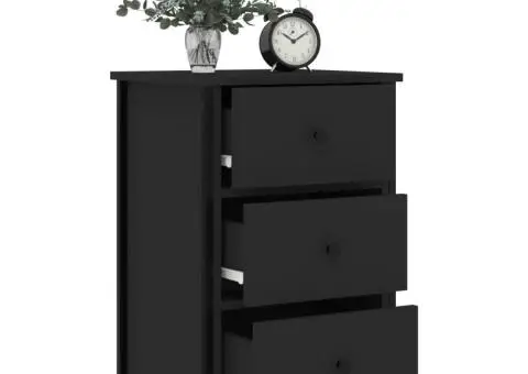 Noptieră, negru, 40x36x60 cm, lemn compozit - 4/5