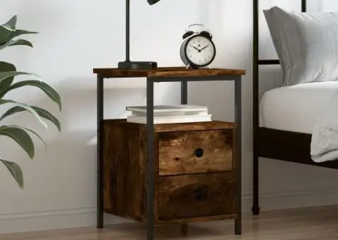 Noptieră, stejar fumuriu, 34x35,5x50 cm, lemn compozit - 1/5