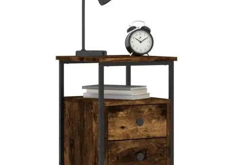 Noptieră, stejar fumuriu, 34x35,5x50 cm, lemn compozit - 3/5