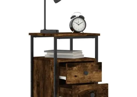 Noptieră, stejar fumuriu, 34x35,5x50 cm, lemn compozit - 4/5