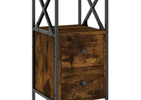 Noptieră, stejar fumuriu, 34x35,5x70 cm, lemn compozit - 2/5