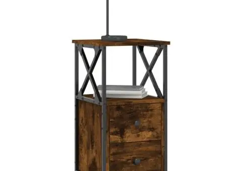 Noptieră, stejar fumuriu, 34x35,5x70 cm, lemn compozit - 3/5