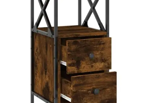 Noptieră, stejar fumuriu, 34x35,5x70 cm, lemn compozit - 5/5