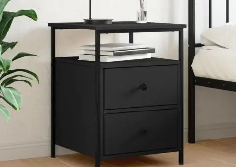 Noptieră, negru, 44x45x60 cm, lemn compozit - 1/5