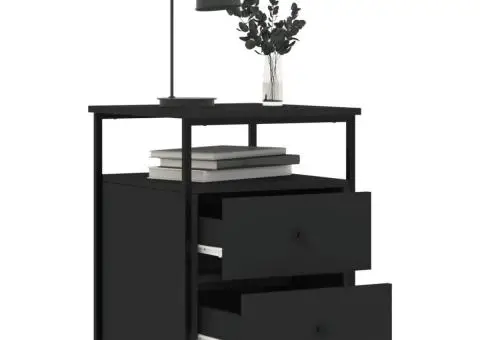 Noptieră, negru, 44x45x60 cm, lemn compozit - 4/5