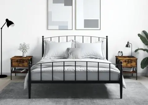 Noptiere, 2 buc., stejar fumuriu, 40x42x45 cm, lemn compozit - 1/5