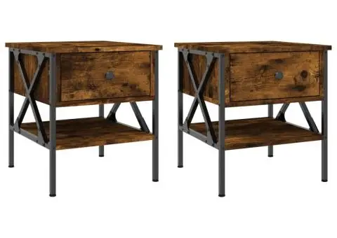 Noptiere, 2 buc., stejar fumuriu, 40x42x45 cm, lemn compozit - 2/5