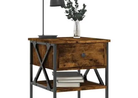 Noptiere, 2 buc., stejar fumuriu, 40x42x45 cm, lemn compozit - 3/5