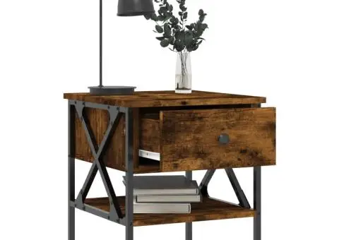 Noptiere, 2 buc., stejar fumuriu, 40x42x45 cm, lemn compozit - 4/5