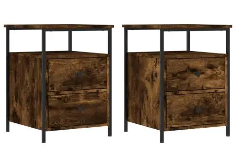 Noptiere, 2 buc., stejar fumuriu, 44x45x60 cm, lemn compozit - 2/5