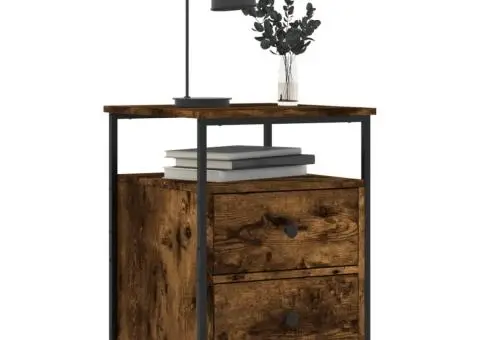 Noptiere, 2 buc., stejar fumuriu, 44x45x60 cm, lemn compozit - 3/5