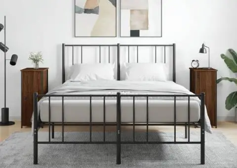 Noptiere, 2 buc., stejar maro, 32x42x80 cm, lemn compozit - 1/5