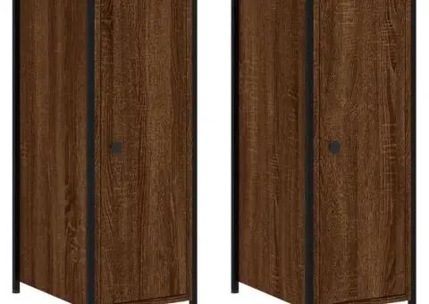 Noptiere, 2 buc., stejar maro, 32x42x80 cm, lemn compozit - 2/5