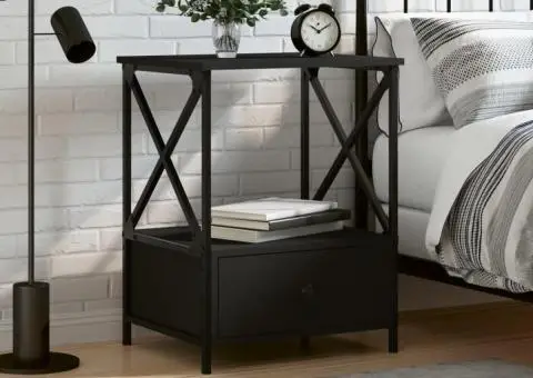 Noptieră, negru, 50x41x65 cm, lemn prelucrat - 1/5