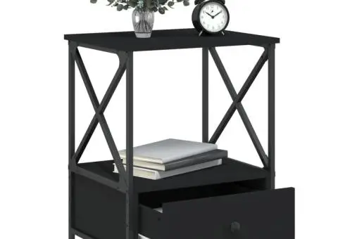 Noptieră, negru, 50x41x65 cm, lemn prelucrat - 4/5