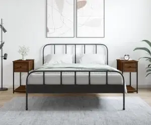 vidaXL Noptiere, 2 buc., stejar maro, 30x60x60 cm, lemn prelucrat